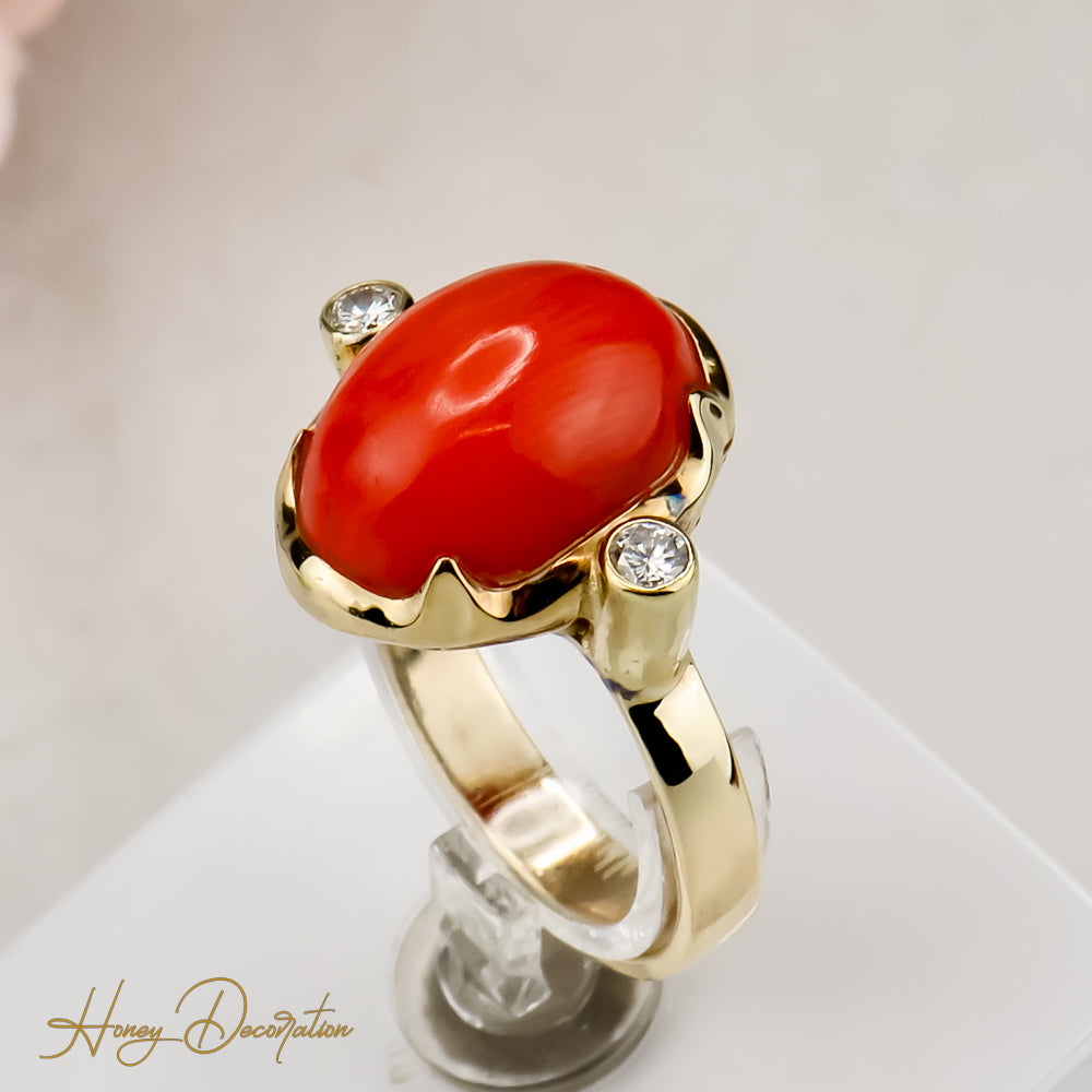 Fascinating coral ring with brilliant