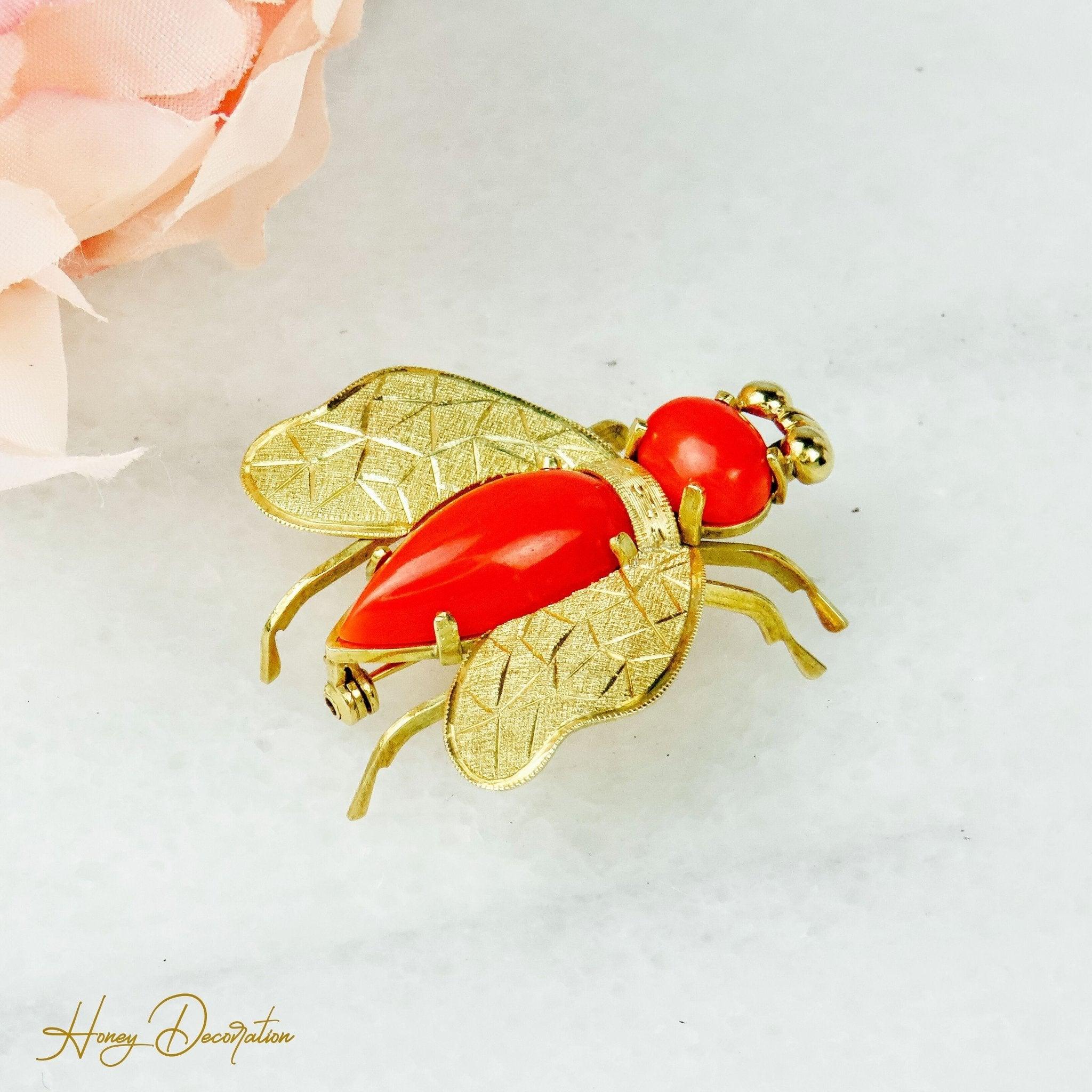 Prächtiger Anhänger aus 18 Karat Gold mit Koralle - Honey Decoration