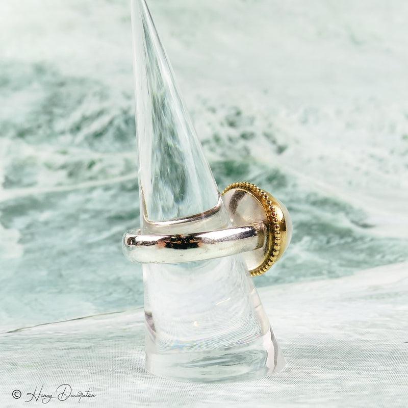 Statement-Ring aus Silber & 18 Karat Gelbgold mit Mondstein - Honey Decoration